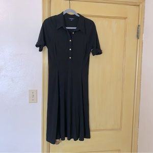 Land’s End Princess Seam Synthetic Stretch Shirt Dress Black Size Small